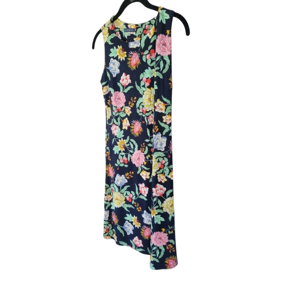 TOMMY HILFIGER Sz 2 Blue Floral Round Neck Sleeveless Sheath A line Dress - Picture 8 of 13